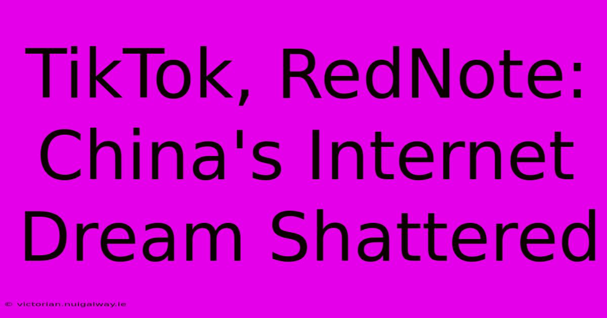 TikTok, RedNote: China's Internet Dream Shattered