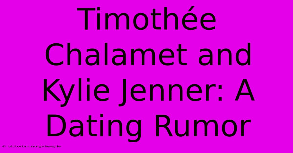 Timothée Chalamet And Kylie Jenner: A Dating Rumor