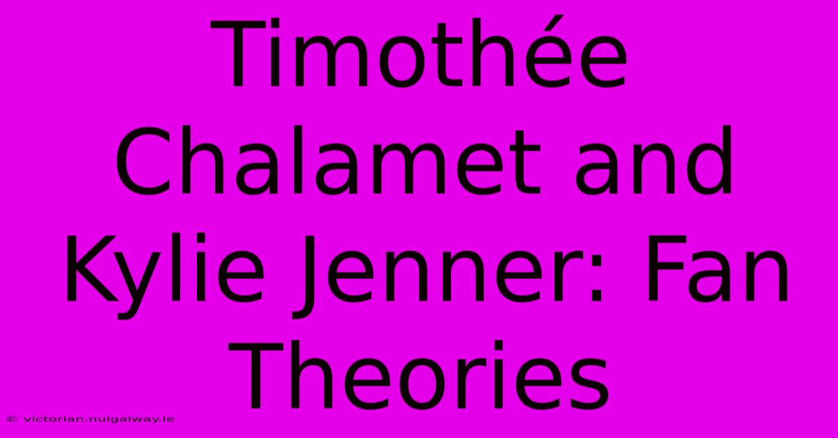 Timothée Chalamet And Kylie Jenner: Fan Theories