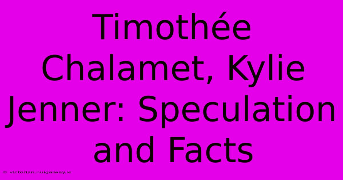 Timothée Chalamet, Kylie Jenner: Speculation And Facts