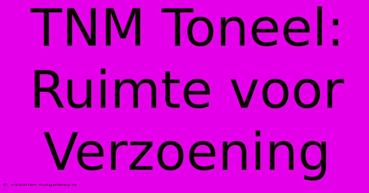 TNM Toneel: Ruimte Voor Verzoening