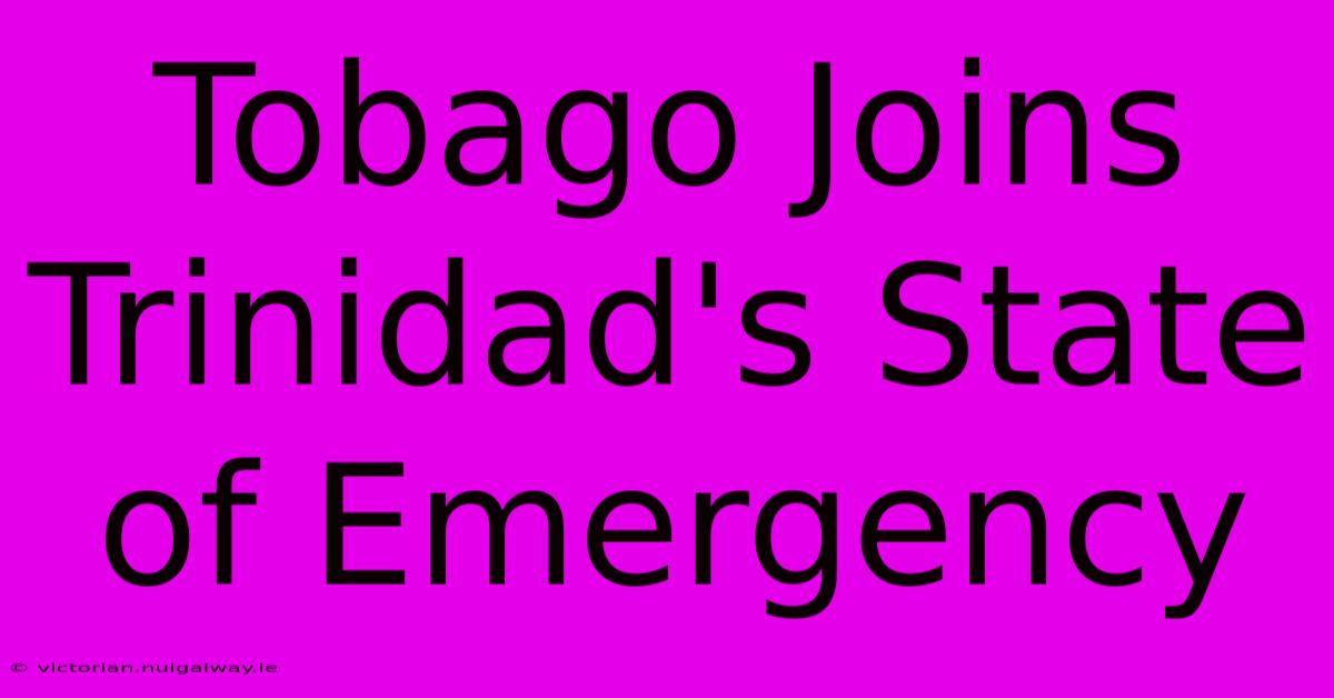 Tobago Joins Trinidad's State Of Emergency