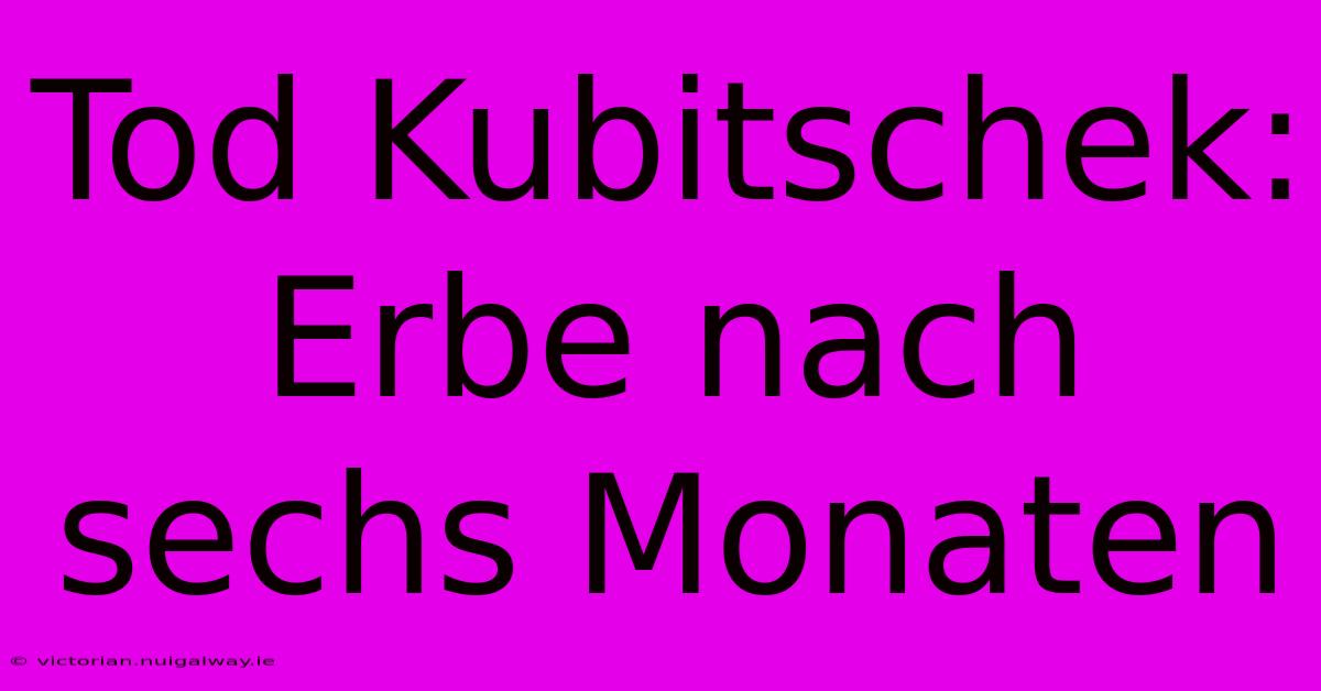 Tod Kubitschek: Erbe Nach Sechs Monaten