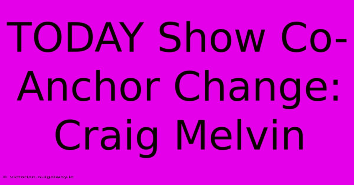 TODAY Show Co-Anchor Change: Craig Melvin