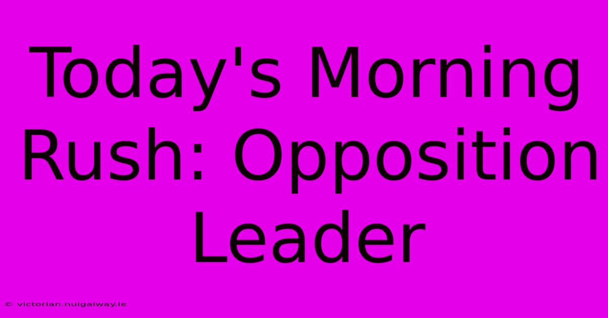 Today's Morning Rush: Opposition Leader