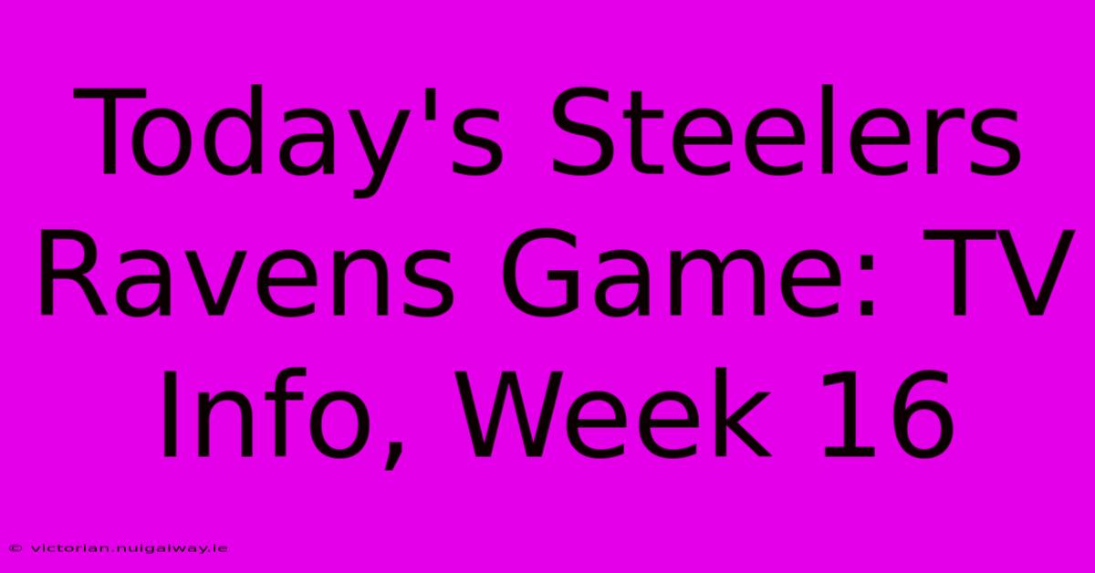 Today's Steelers Ravens Game: TV Info, Week 16