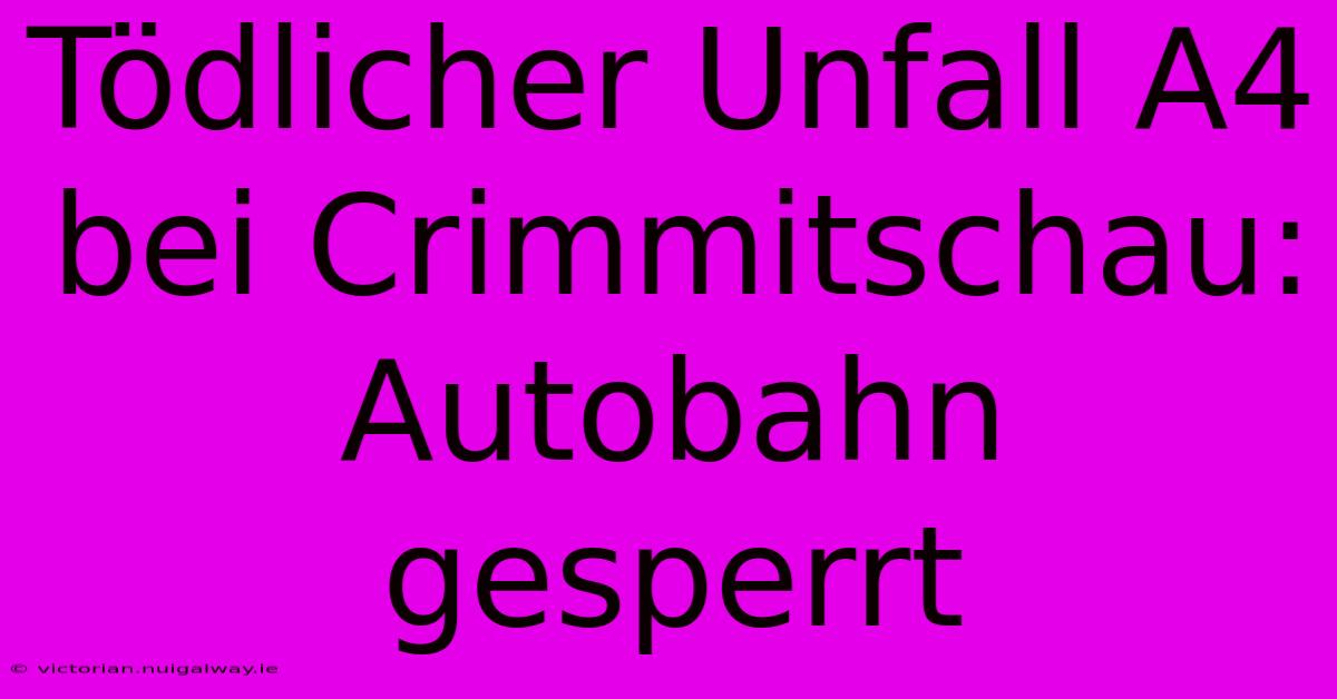 Tödlicher Unfall A4 Bei Crimmitschau: Autobahn Gesperrt