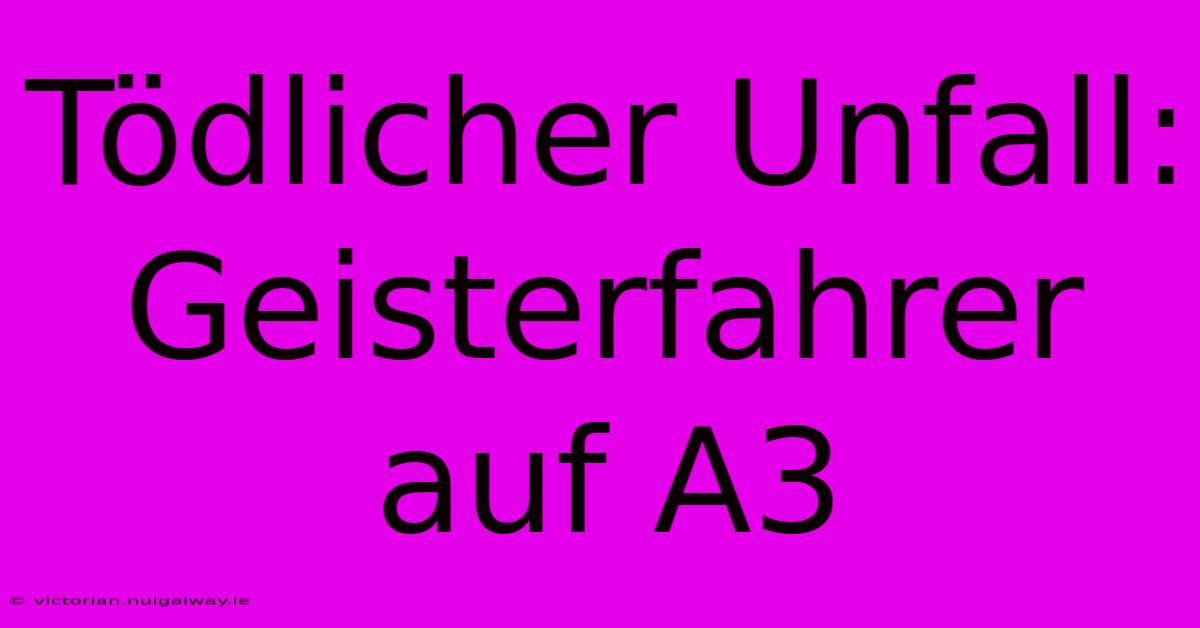 Tödlicher Unfall: Geisterfahrer Auf A3
