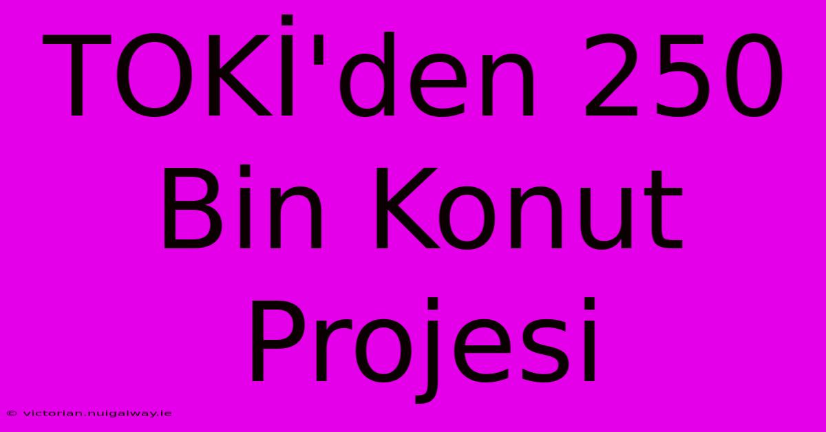 TOKİ'den 250 Bin Konut Projesi