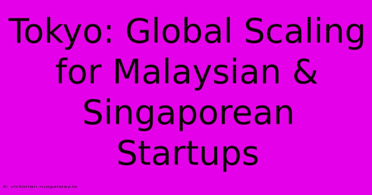 Tokyo: Global Scaling For Malaysian & Singaporean Startups