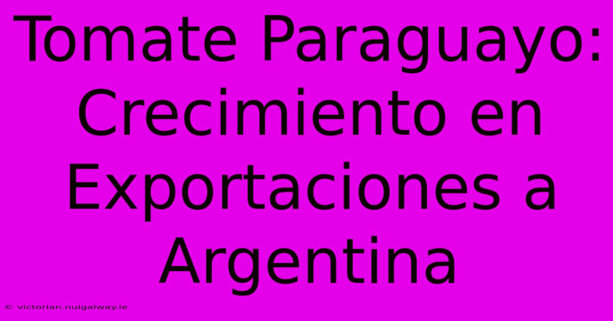 Tomate Paraguayo: Crecimiento En Exportaciones A Argentina