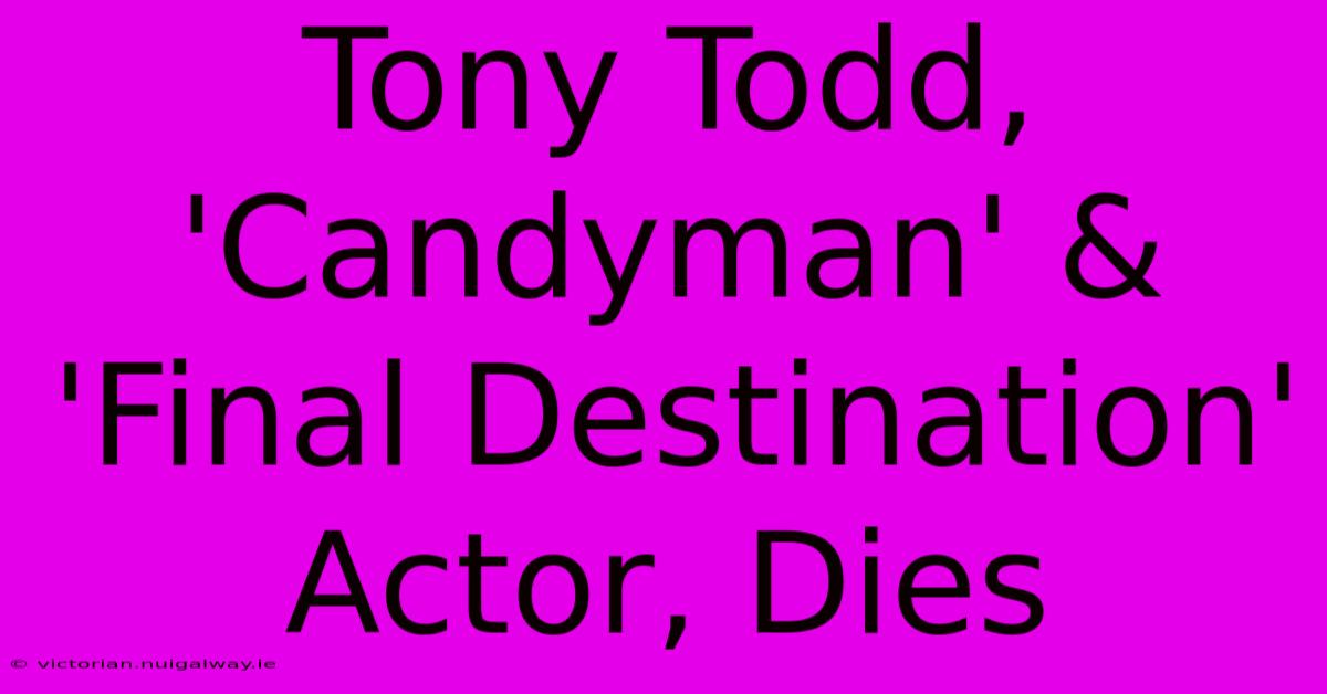 Tony Todd, 'Candyman' & 'Final Destination' Actor, Dies 