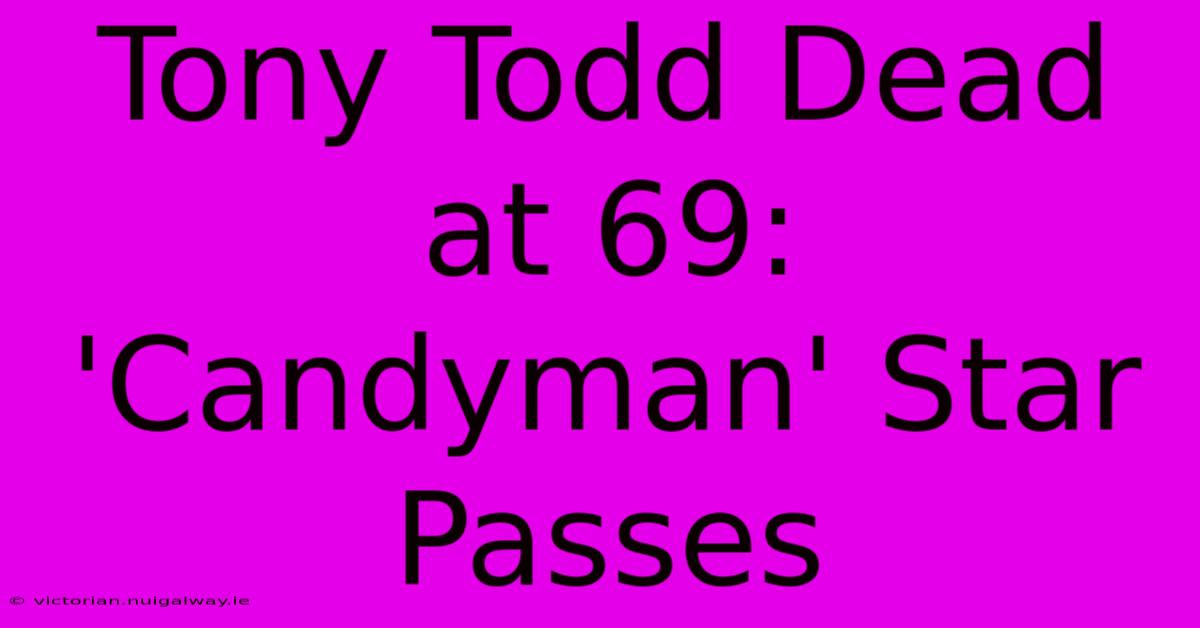 Tony Todd Dead At 69: 'Candyman' Star Passes