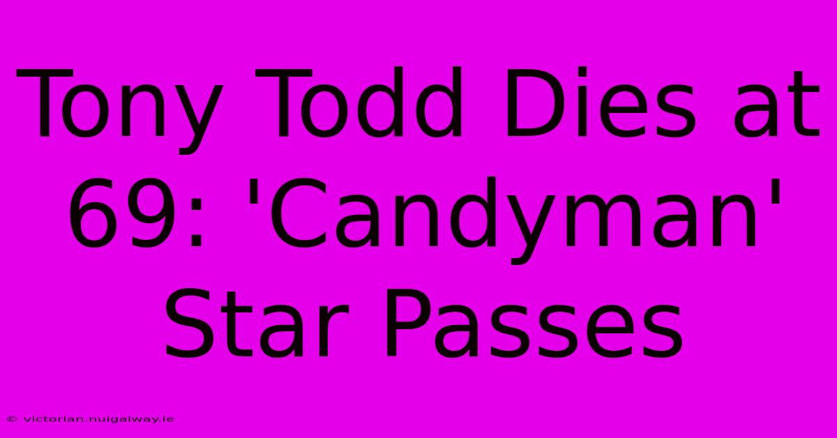 Tony Todd Dies At 69: 'Candyman' Star Passes