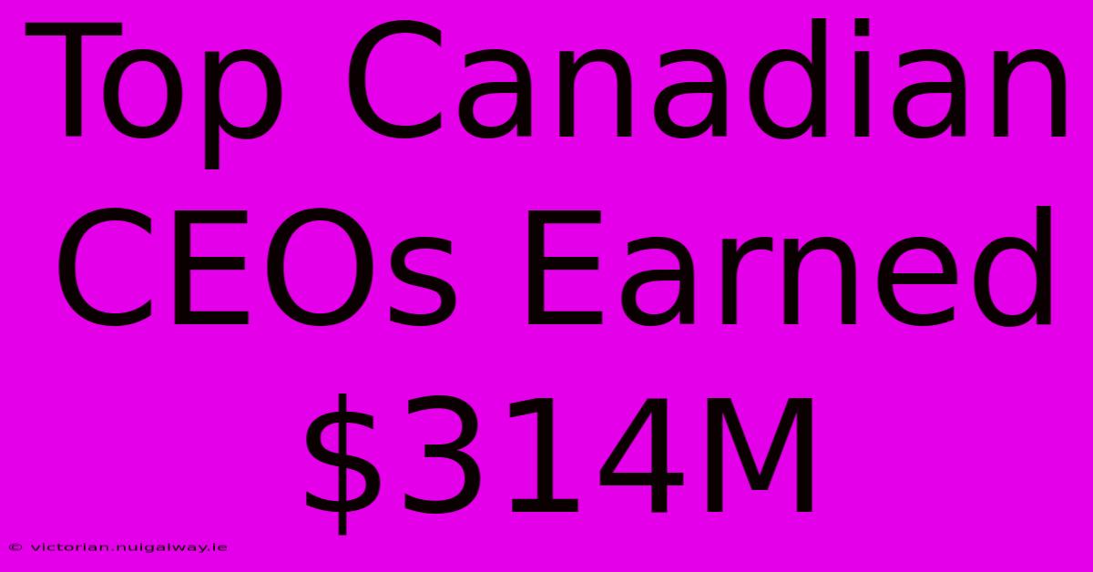 Top Canadian CEOs Earned $314M