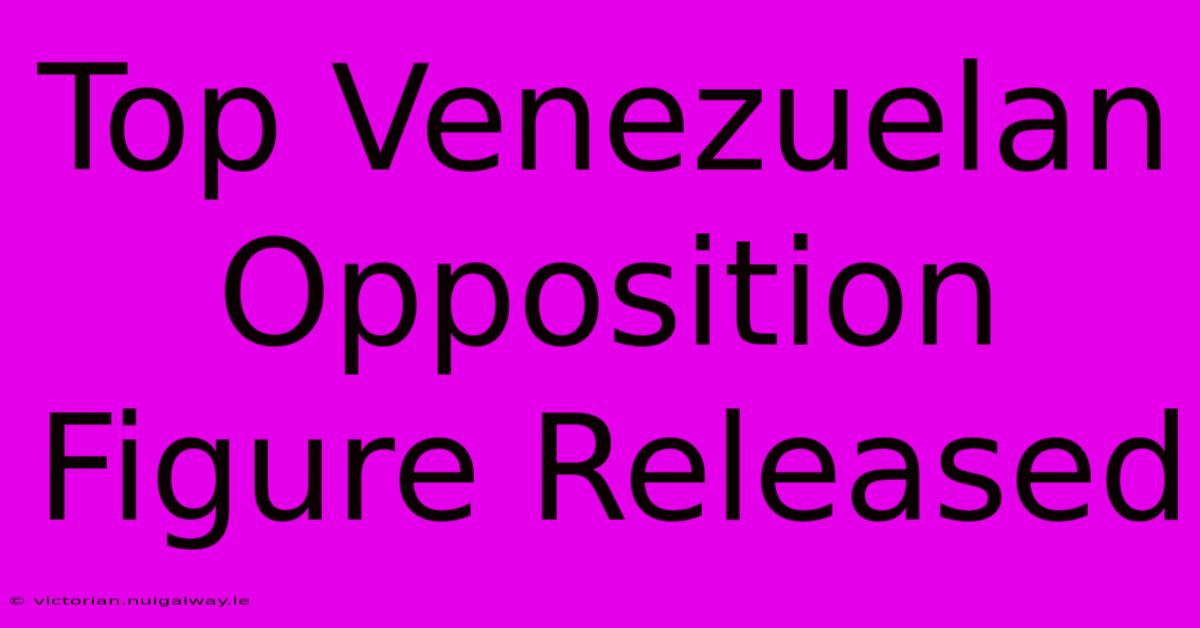 Top Venezuelan Opposition Figure Released