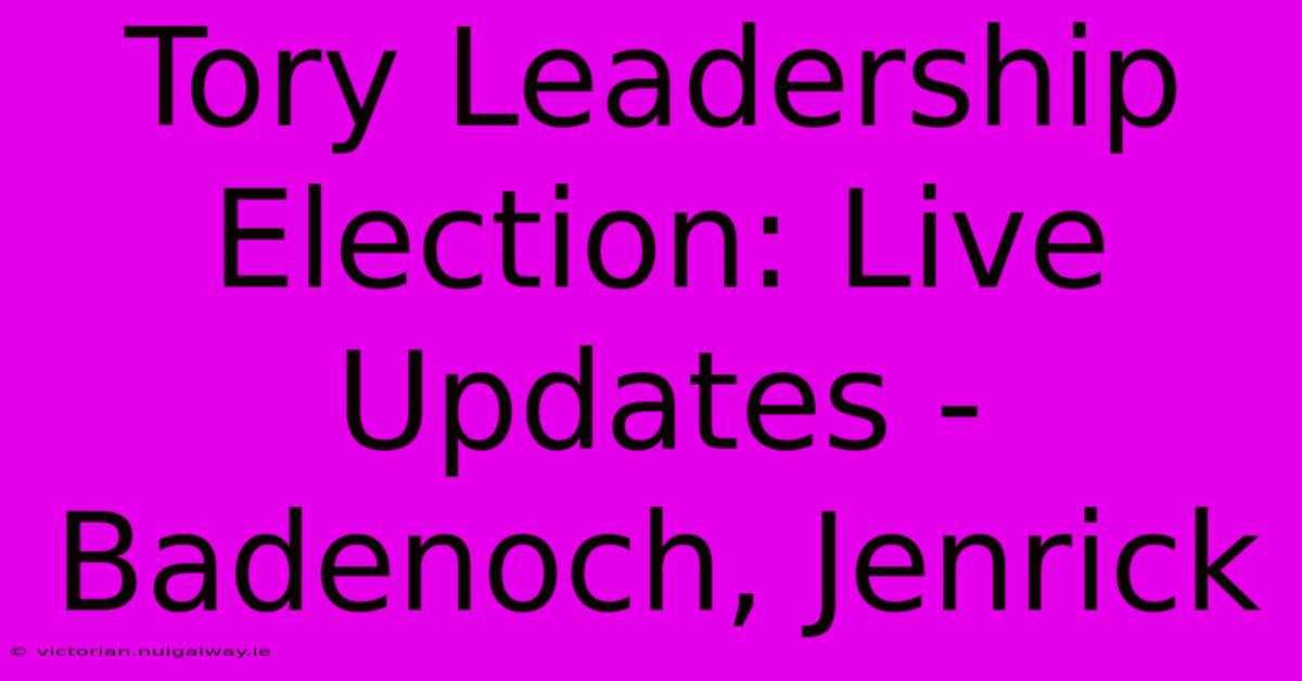 Tory Leadership Election: Live Updates - Badenoch, Jenrick 