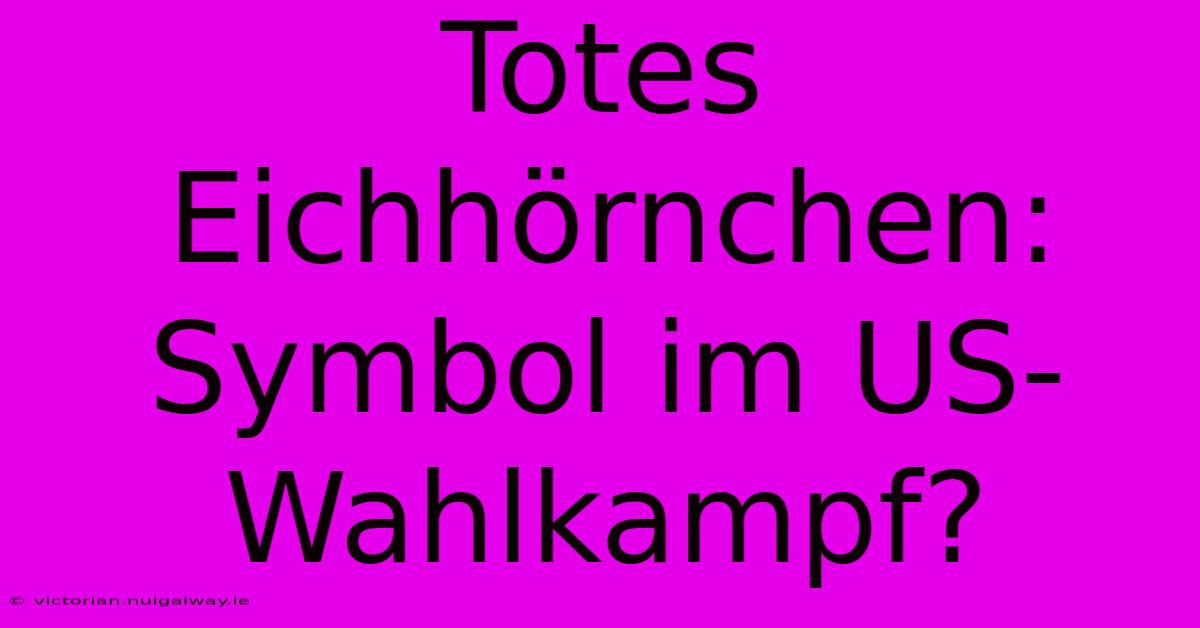 Totes Eichhörnchen: Symbol Im US-Wahlkampf? 