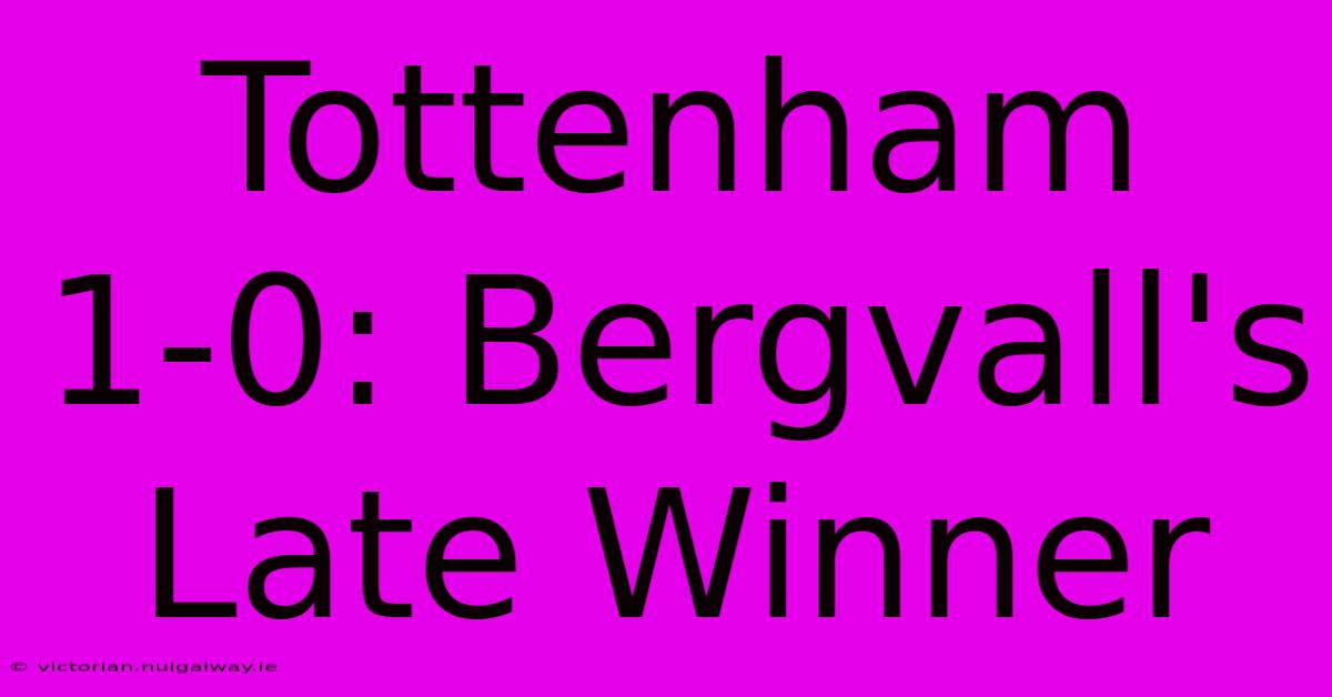 Tottenham 1-0: Bergvall's Late Winner