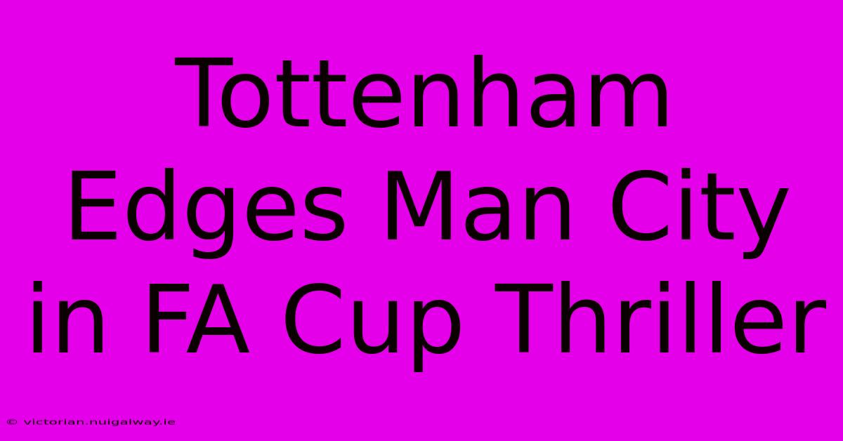 Tottenham Edges Man City In FA Cup Thriller