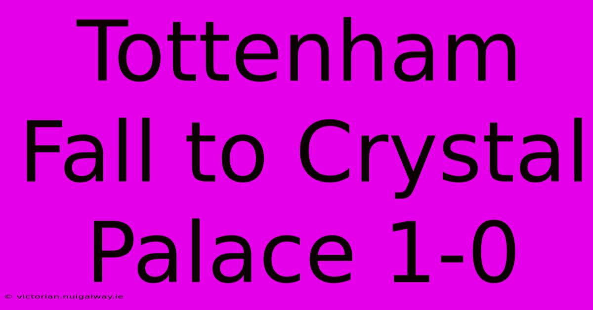 Tottenham Fall To Crystal Palace 1-0