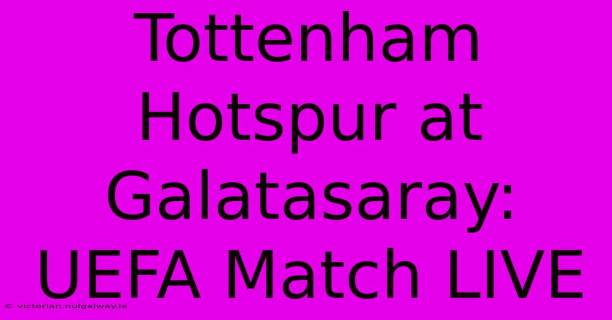 Tottenham Hotspur At Galatasaray: UEFA Match LIVE 