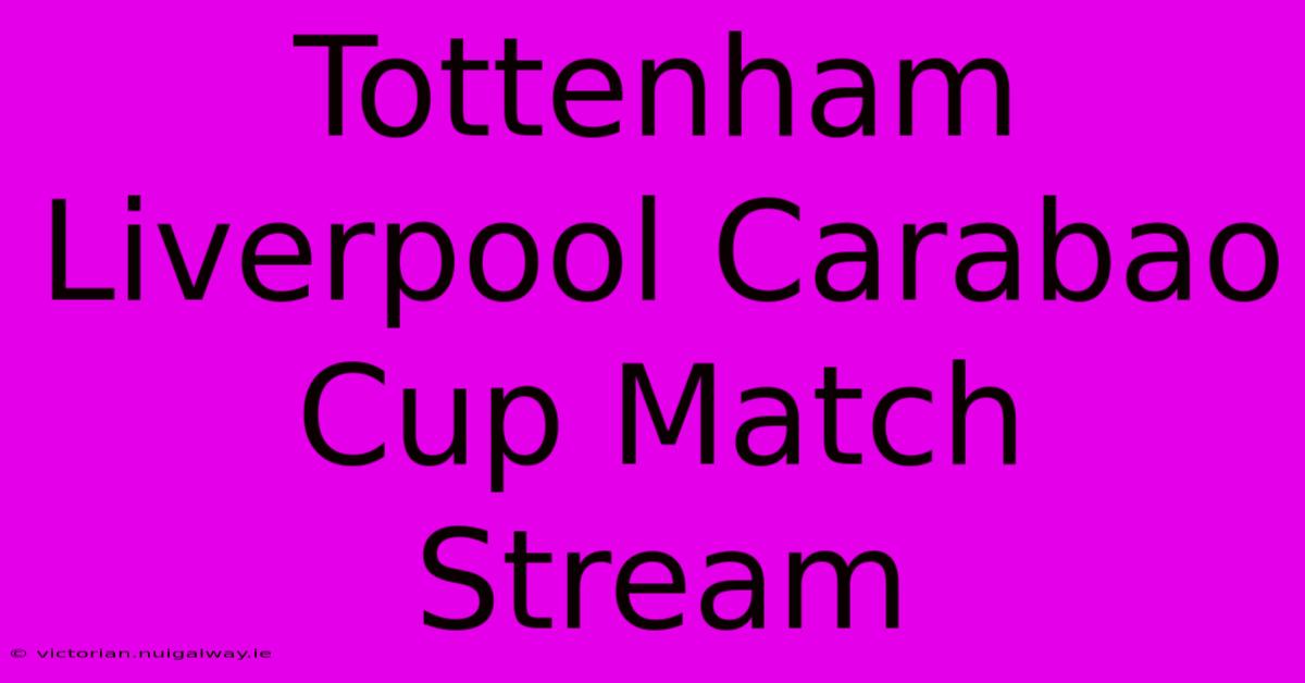 Tottenham Liverpool Carabao Cup Match Stream