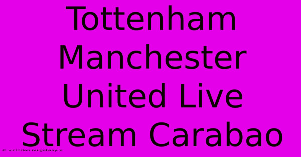 Tottenham Manchester United Live Stream Carabao