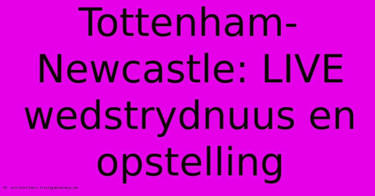 Tottenham-Newcastle: LIVE Wedstrydnuus En Opstelling