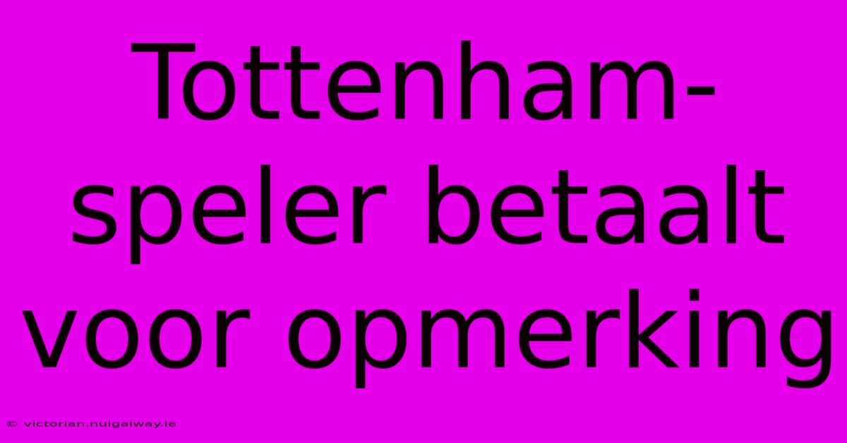 Tottenham-speler Betaalt Voor Opmerking