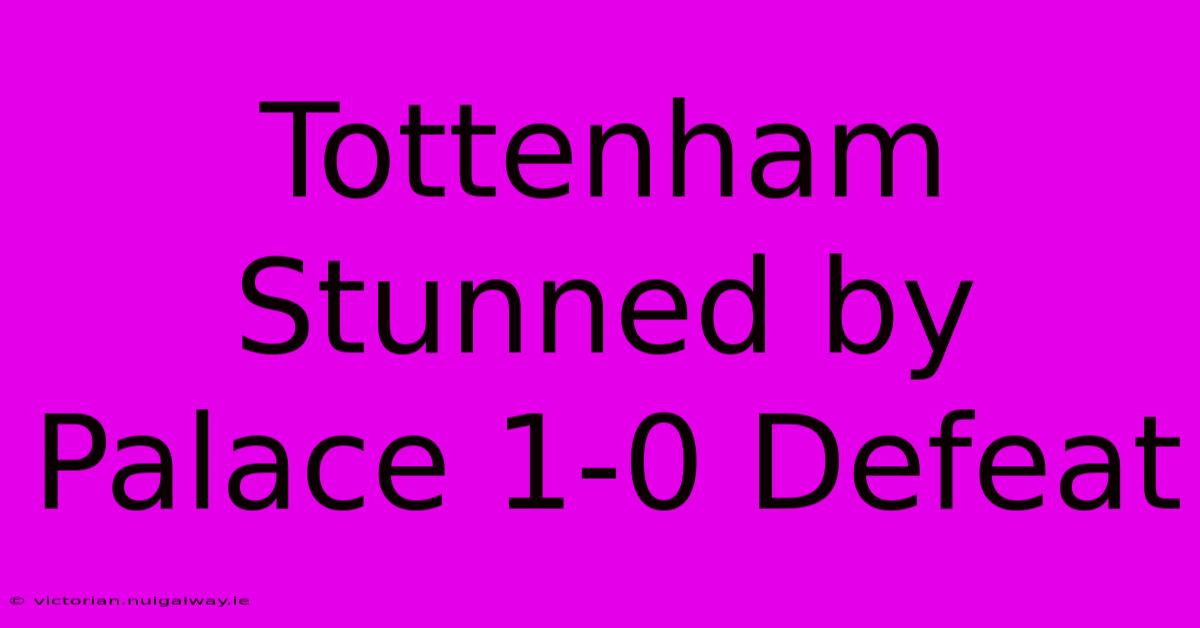 Tottenham Stunned By Palace 1-0 Defeat