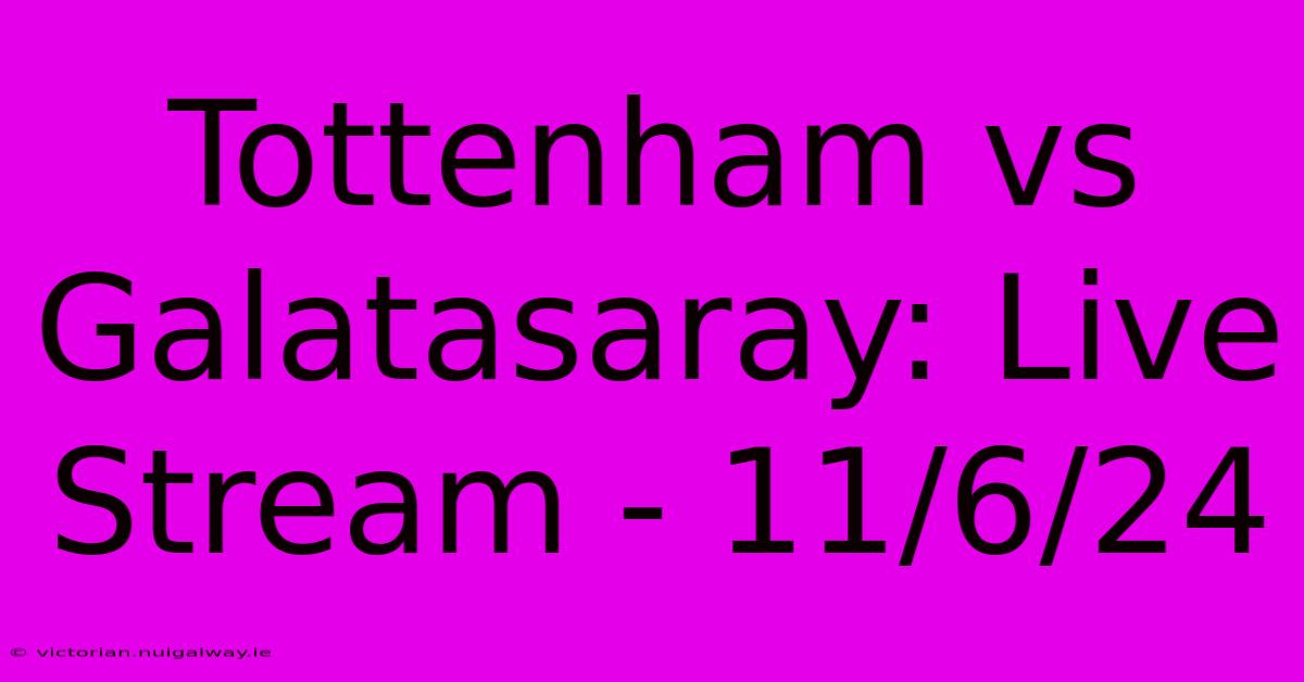 Tottenham Vs Galatasaray: Live Stream - 11/6/24 