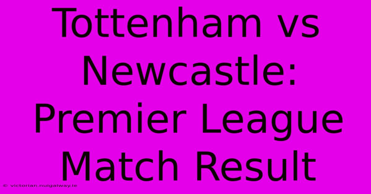 Tottenham Vs Newcastle: Premier League Match Result