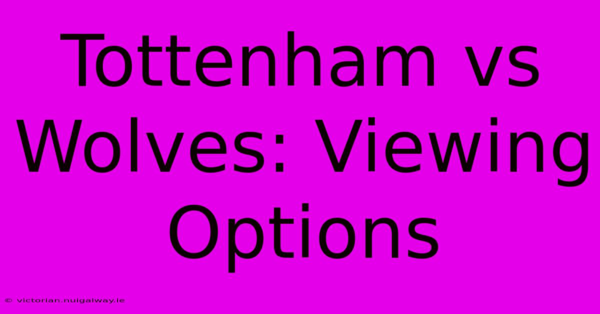 Tottenham Vs Wolves: Viewing Options