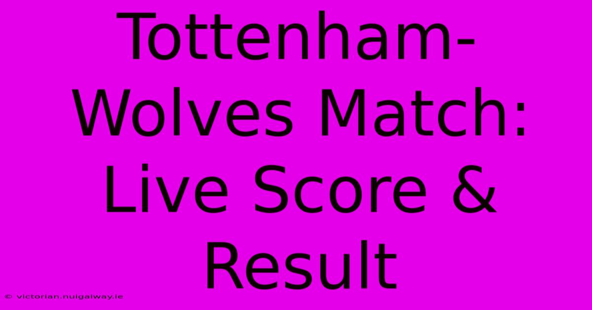 Tottenham-Wolves Match: Live Score & Result