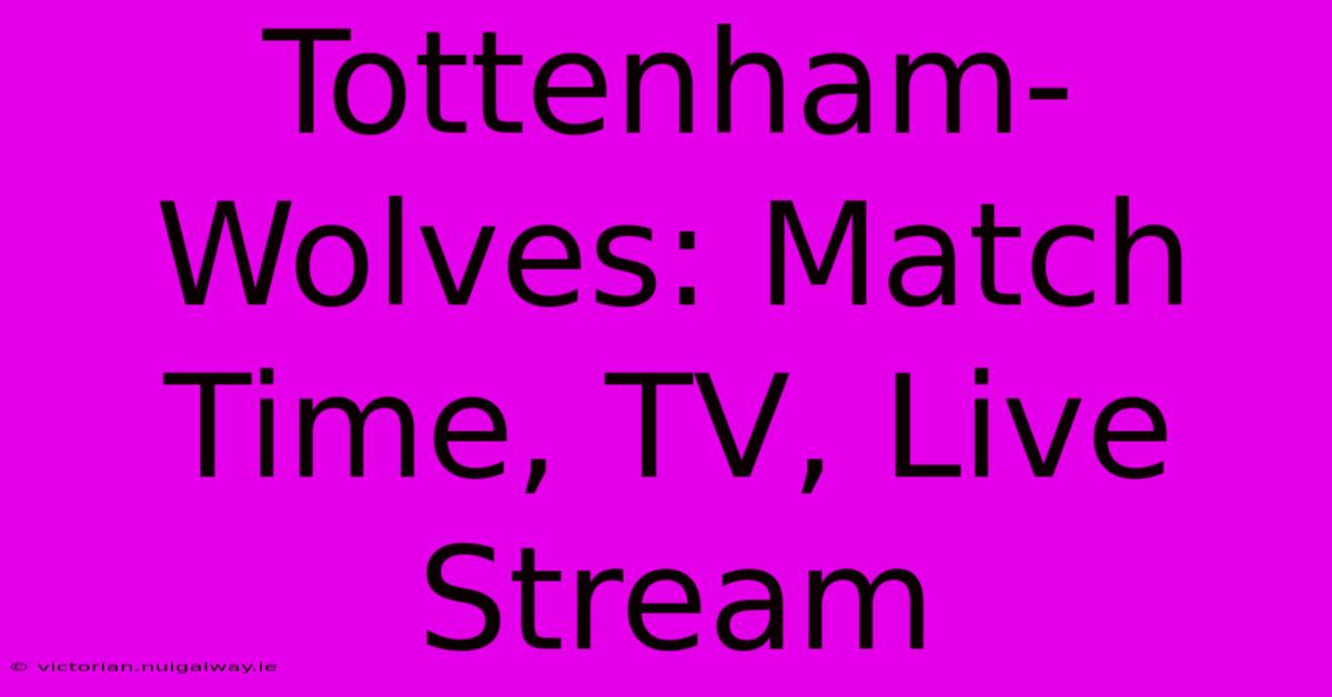 Tottenham-Wolves: Match Time, TV, Live Stream