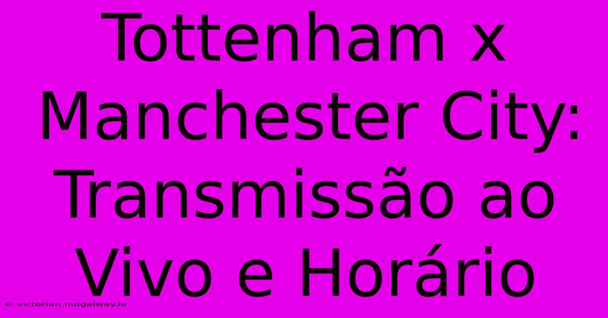 Tottenham X Manchester City: Transmissão Ao Vivo E Horário 