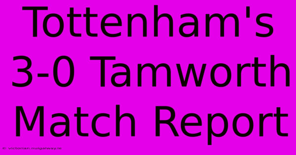 Tottenham's 3-0 Tamworth Match Report