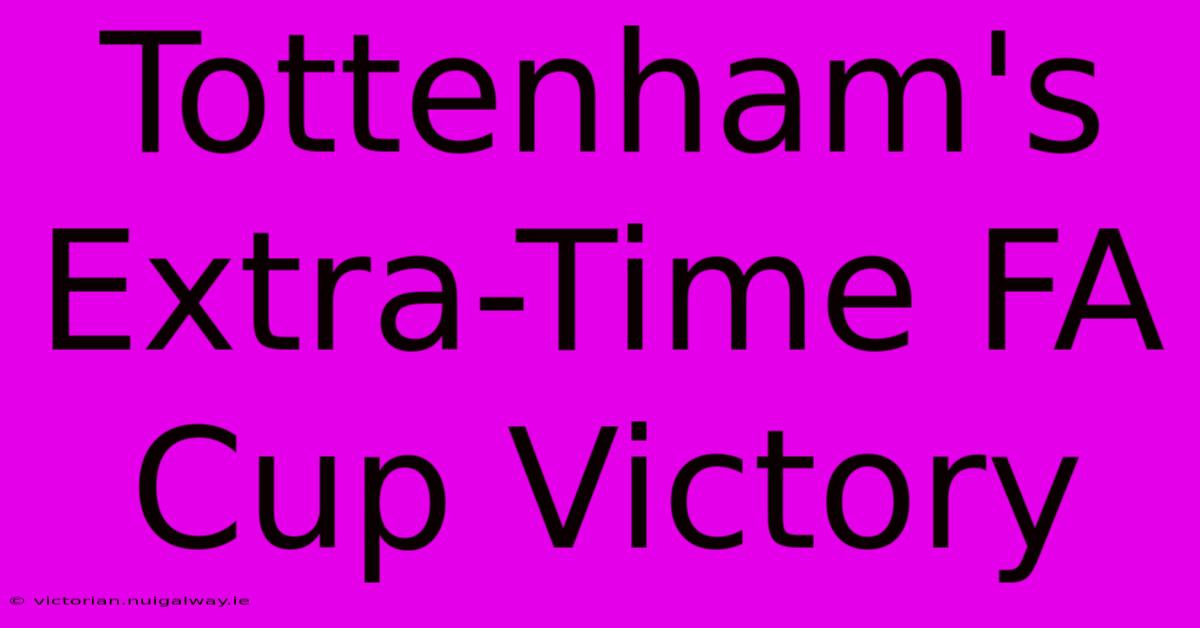 Tottenham's Extra-Time FA Cup Victory