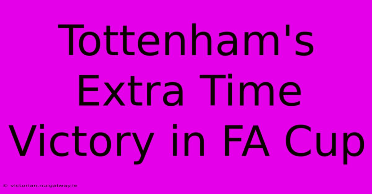 Tottenham's Extra Time Victory In FA Cup