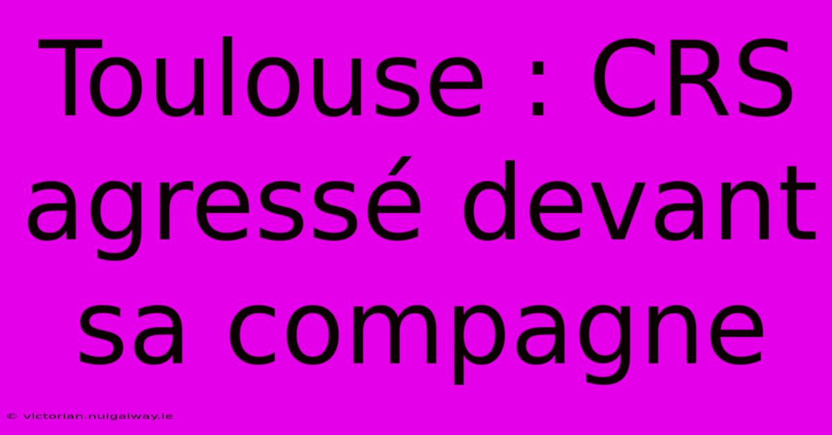 Toulouse : CRS Agressé Devant Sa Compagne