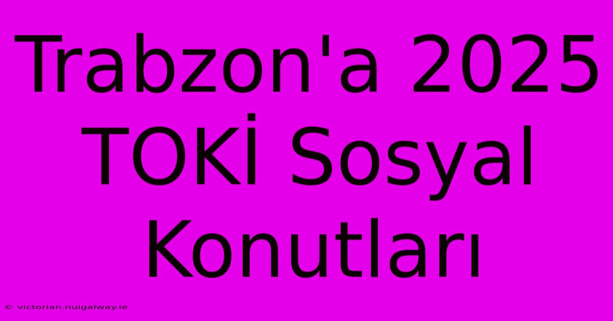 Trabzon'a 2025 TOKİ Sosyal Konutları 