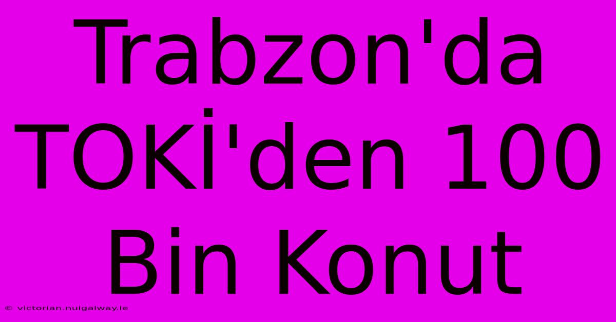 Trabzon'da TOKİ'den 100 Bin Konut