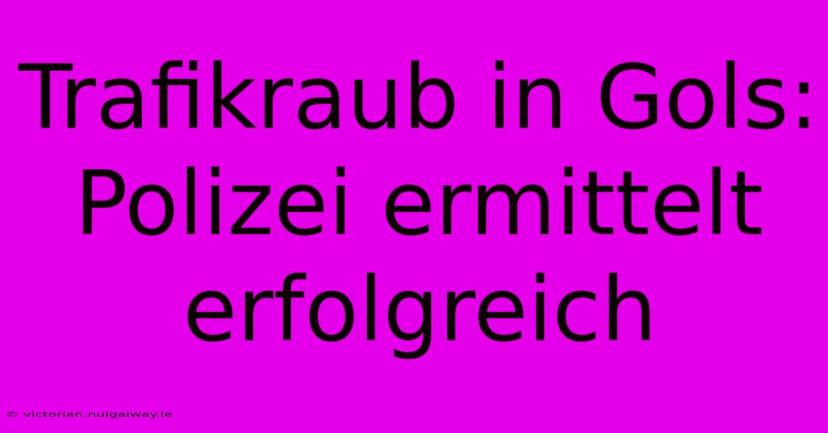 Trafikraub In Gols: Polizei Ermittelt Erfolgreich
