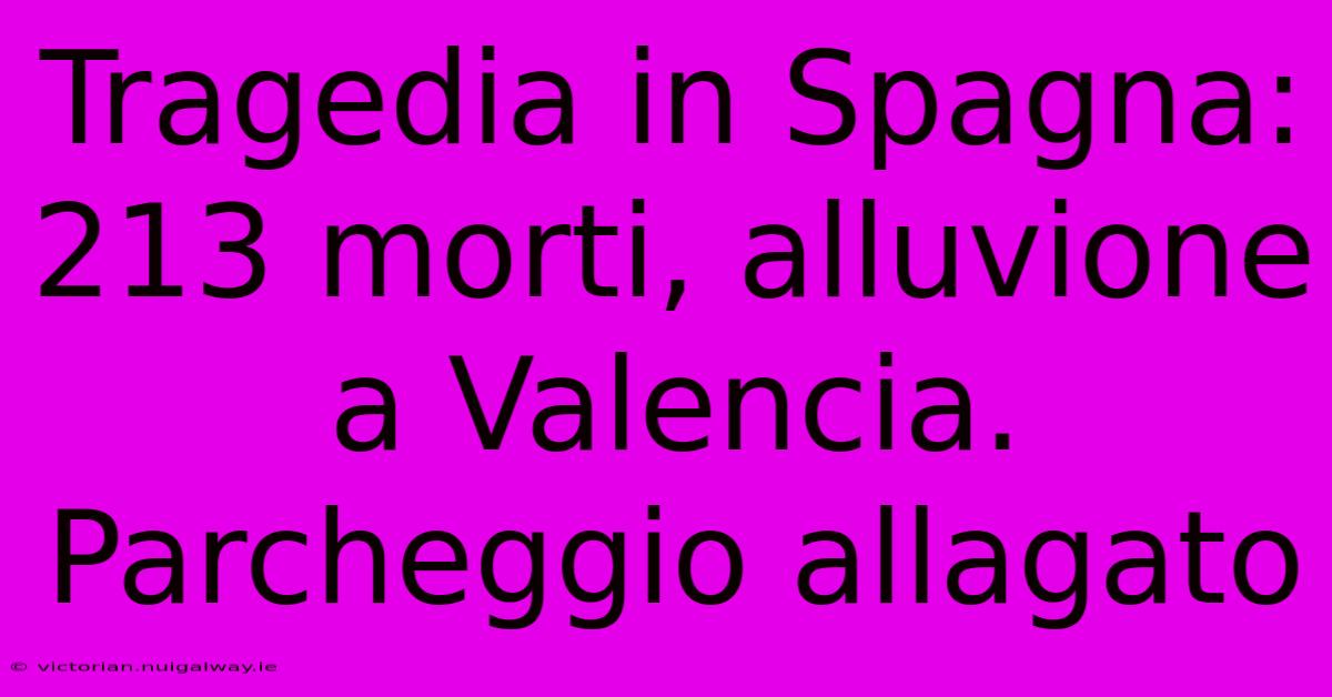 Tragedia In Spagna: 213 Morti, Alluvione A Valencia. Parcheggio Allagato 