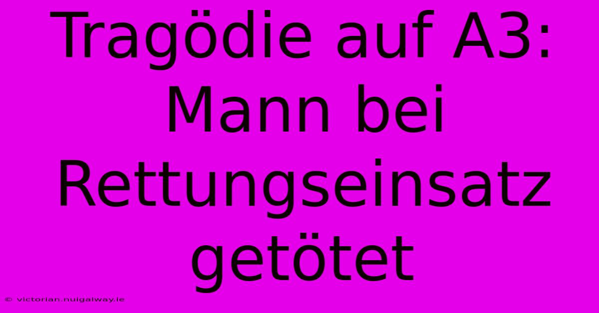 Tragödie Auf A3: Mann Bei Rettungseinsatz Getötet
