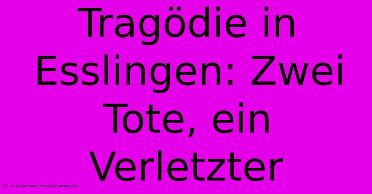 Tragödie In Esslingen: Zwei Tote, Ein Verletzter