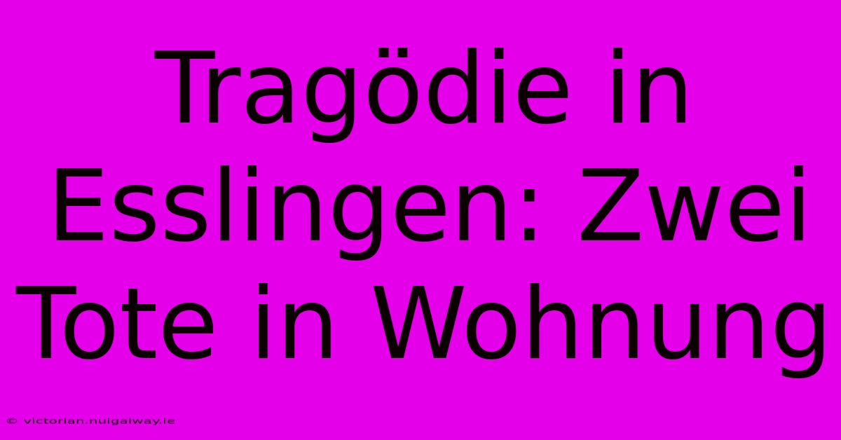 Tragödie In Esslingen: Zwei Tote In Wohnung