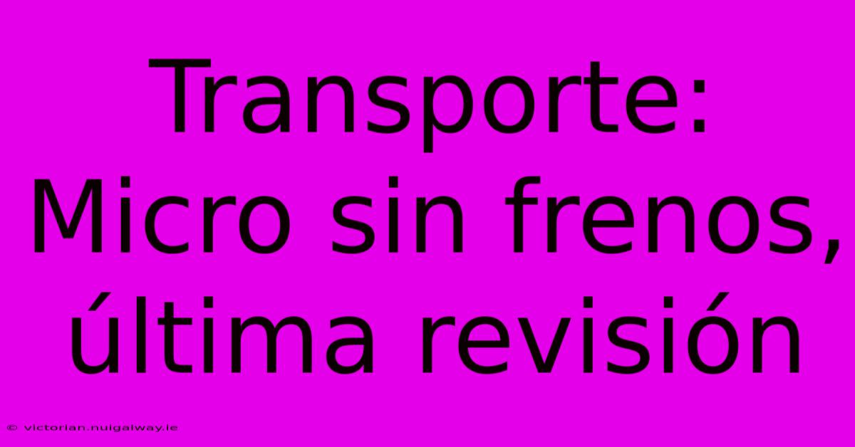 Transporte: Micro Sin Frenos, Última Revisión