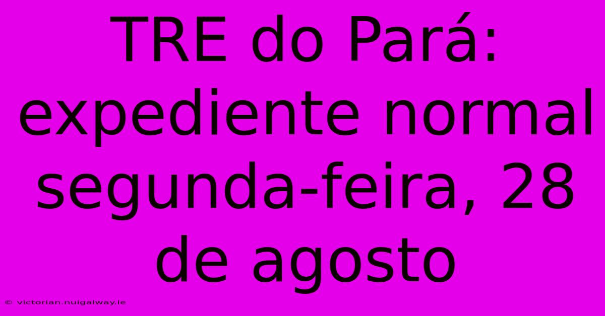 TRE Do Pará: Expediente Normal Segunda-feira, 28 De Agosto